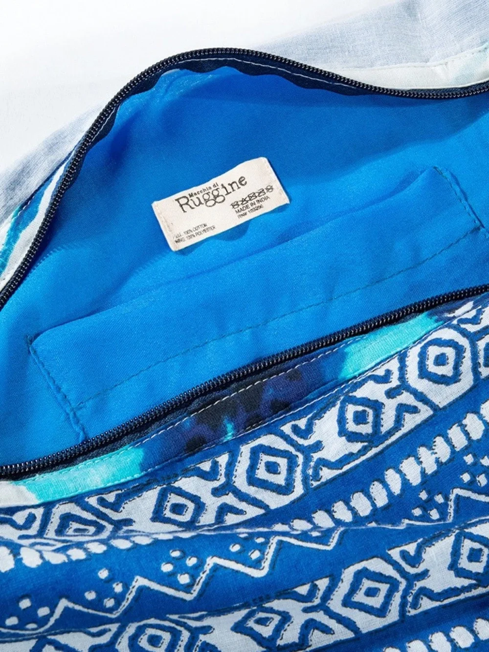 Blue Floral Canvas Shoulder Bag - Casual Tote